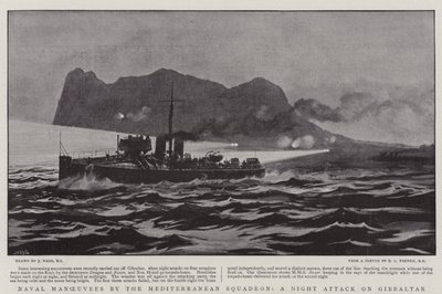 Naval Manoeuvres by the Mediterranean Squadron, a Night Attack on Gibraltar by Joseph Nash